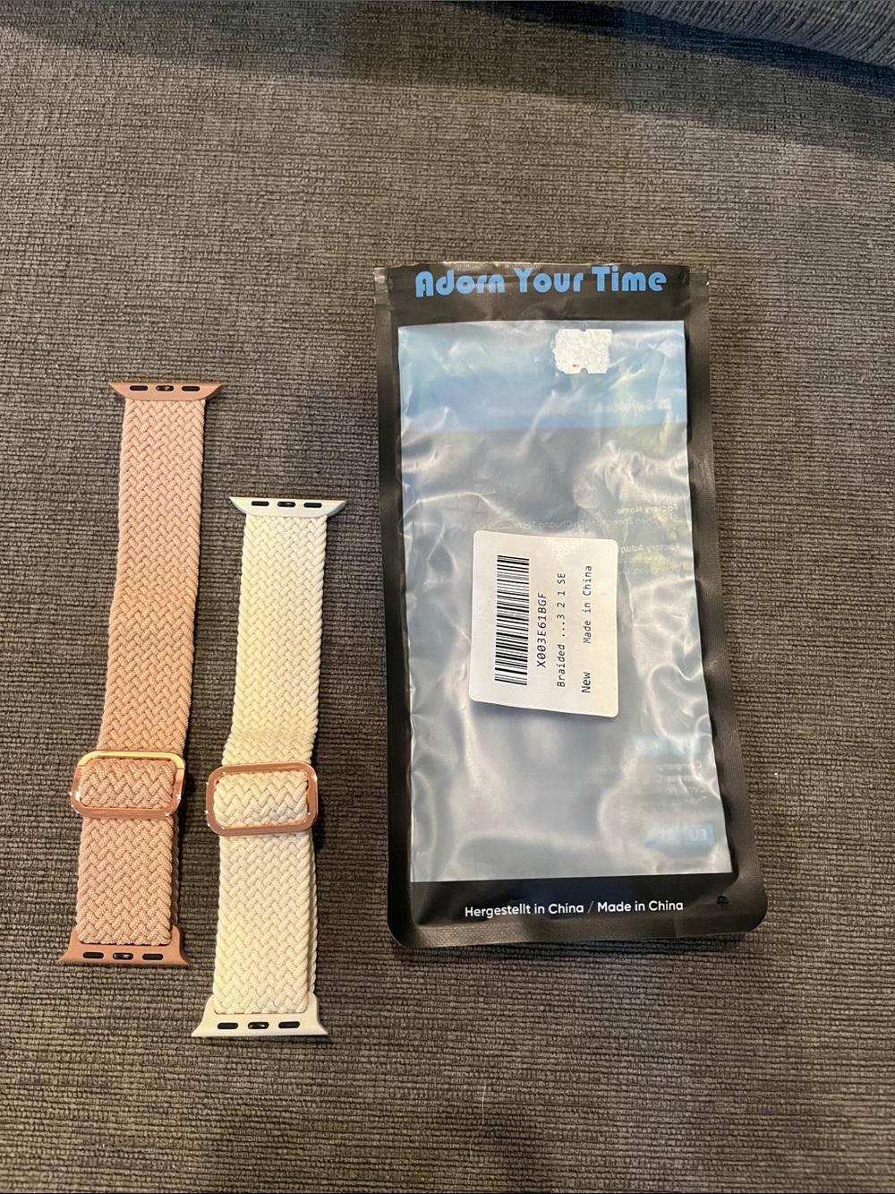 Woven Nylon Replacement Watch Bands - Rose Pink & Cream